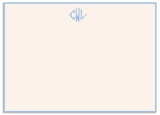 Soft Blue Hand-Bordered Flat Note Cards